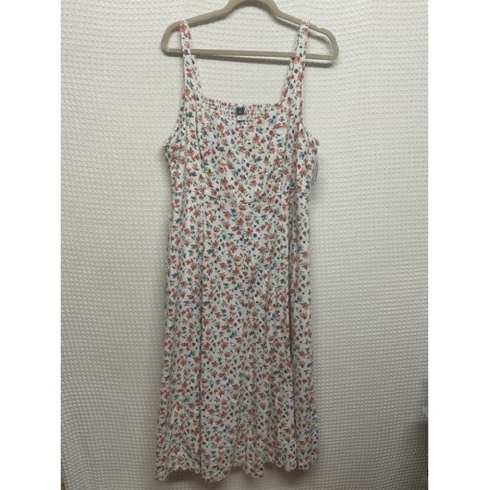 NWT Old Navy Fit & Flare Americana Midi Dress Women XL Indonesia Linen/Rayon/Vis
